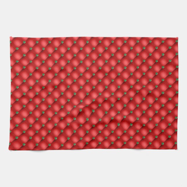 Weihnachts Red Puffy gequilt Geschirrtuch (Horizontal)