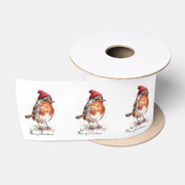 Weihnachts Red Robin individuell anpassbar Satinband