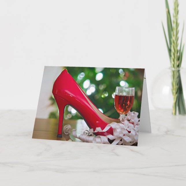 Weihnachts Red Shoe Feiertagskarte (Vorderseite)