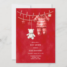 Weihnachts Red Teddy Bear Clothesline Baby Dusche