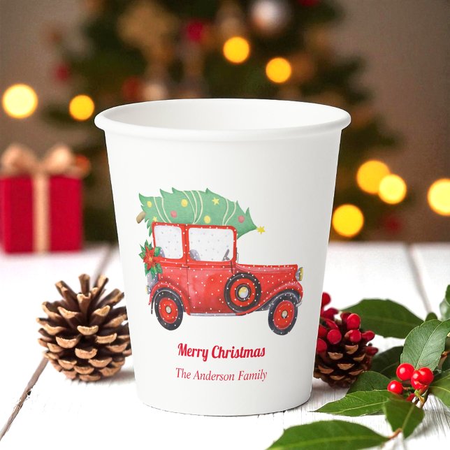 Weihnachts-Red-Truck-Feier Pappbecher (Von Creator hochgeladen)