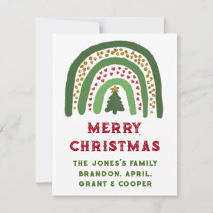 Weihnachts-Regenbogen-Glitter rot gold grün Mitteilungskarte