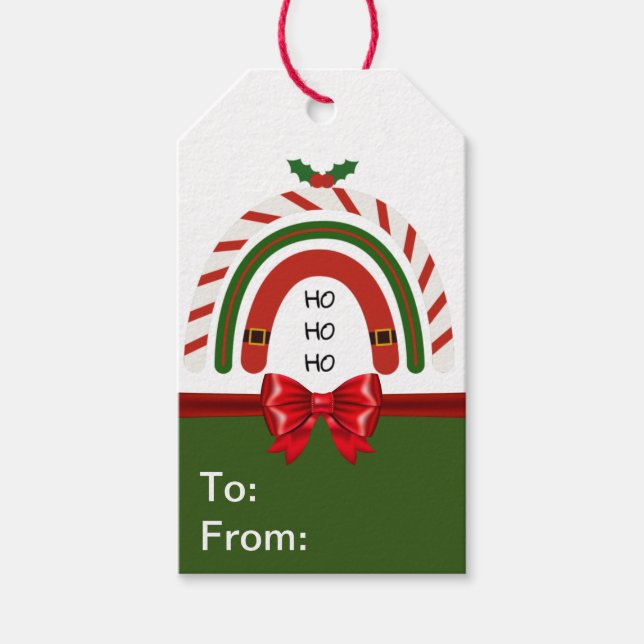 Weihnachts-Regenbogen Lass es schneien Geschenkanhänger (Vorderseite)