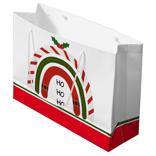 Weihnachts-Regenbogen Lass es schneien Große Geschenktüte (Vorderseite Schrägansicht)