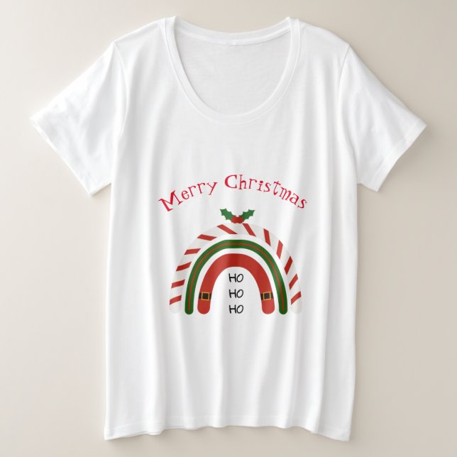 Weihnachts-Regenbogen Lass es schneien Große Größe T-Shirt (Design vorne)