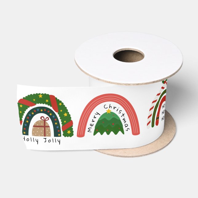 Weihnachts-Regenbogen Lass es schneien Satinband (Spule)