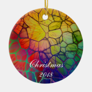 Weihnachts-Regenbogen-Mosaik-verkleidetes Glas-Loo Keramik Ornament