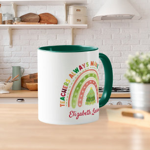 Weihnachts-Regenbogenlehrer schätzen Grün Tasse