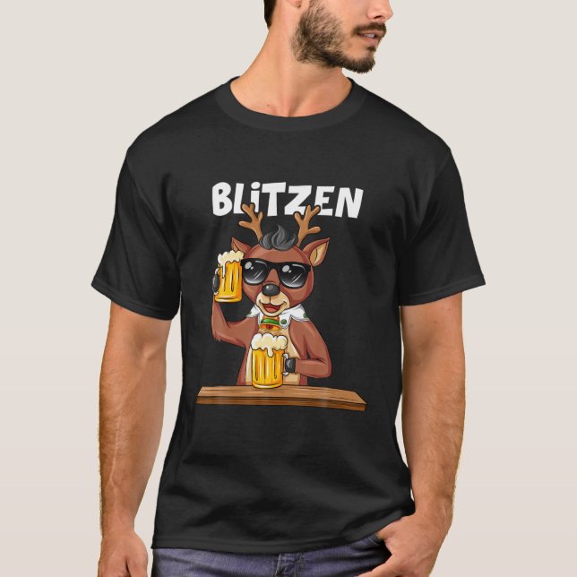 Weihnachts-Reindeer Blitzen Xmas Group-Kostüm T-Shirt (Vorderseite)