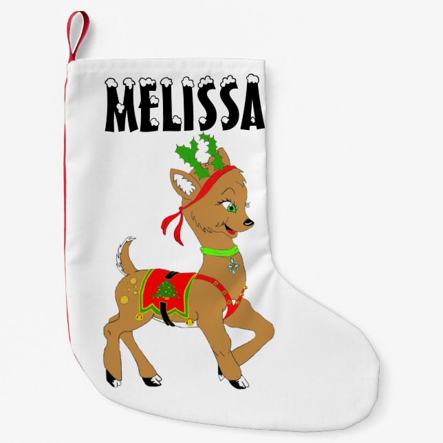 Weihnachts-Reindeer Doe Kleiner Weihnachtsstrumpf (Vorderseite)