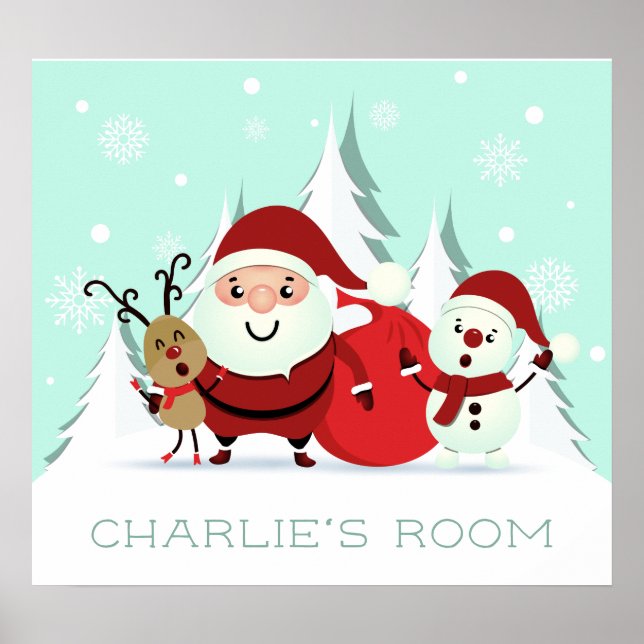 Weihnachts-, Reindeer- und Snowman-Textposter Poster (Vorne)