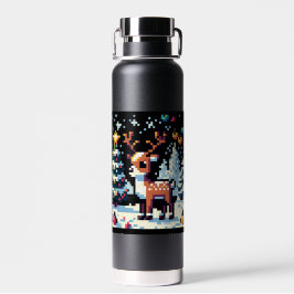 Weihnachts-Reindeer Winter Wonderland Pixel Art Trinkflasche