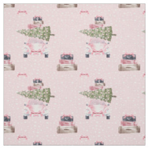 Weihnachts-Reise Chic Pink Retro Wasserfarbe Auto Stoff