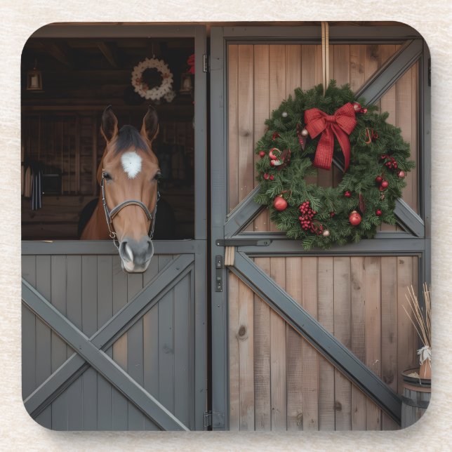 Weihnachts-Reiterstall-Setzer Getränkeuntersetzer (Vorderseite)