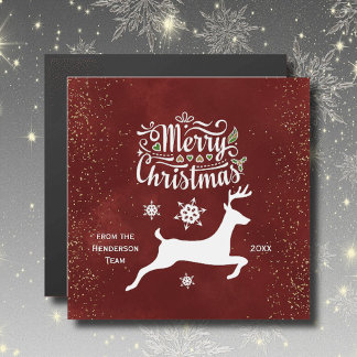 Weihnachts-Rentier auf Burgundy Holiday Card Magne Magnetkarte