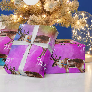 Weihnachts-Rentier auf der Gefärbte Krawatte Weihn Geschenkpapier