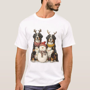 Weihnachts Rentier Bernese Mountain Hunde T-Shirt