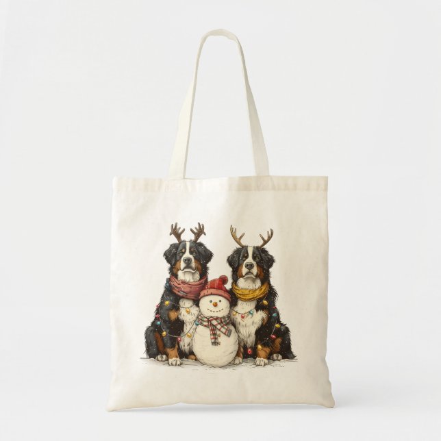 Weihnachts Rentier Bernese Mountain Hunde Tragetasche (Vorne)