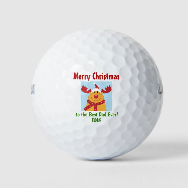 Weihnachts-Rentier Bester Vater je Monogramm-Initi Golfball (Vorderseite)