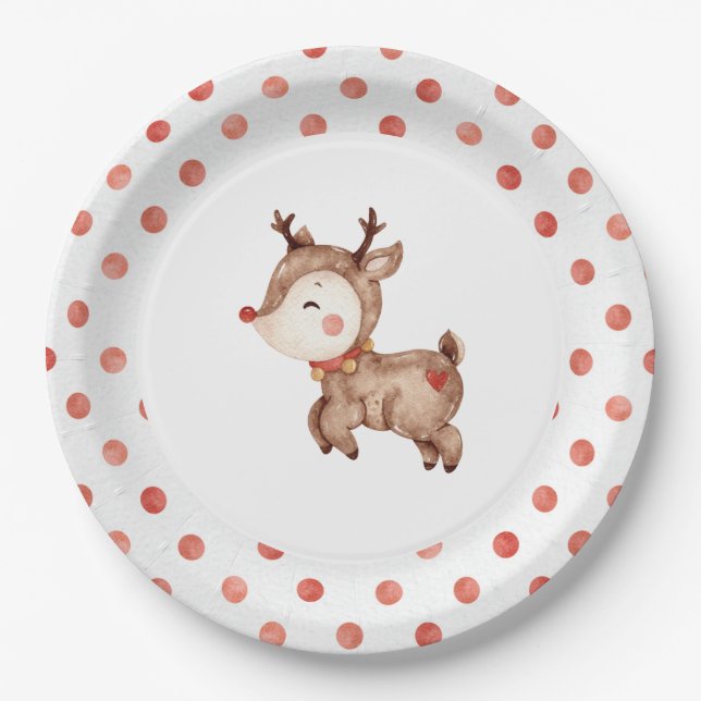 Weihnachts-Rentier-Erstgeburtspapierplatte Pappteller (Vorderseite)