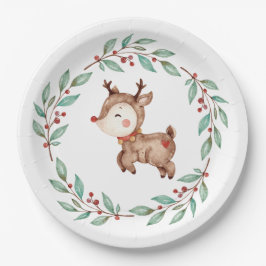 Weihnachts-Rentier-Erstgeburtspapierplatte Pappteller