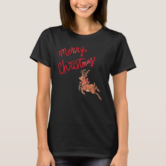 Weihnachts-Rentier frohe Weihnachten Niedlich für  T-Shirt (Vorderseite)