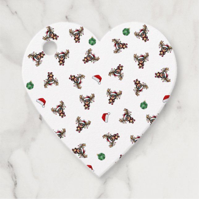 Weihnachts-Rentier-Fvor-Tags Geschenkanhänger (Vorderseite)
