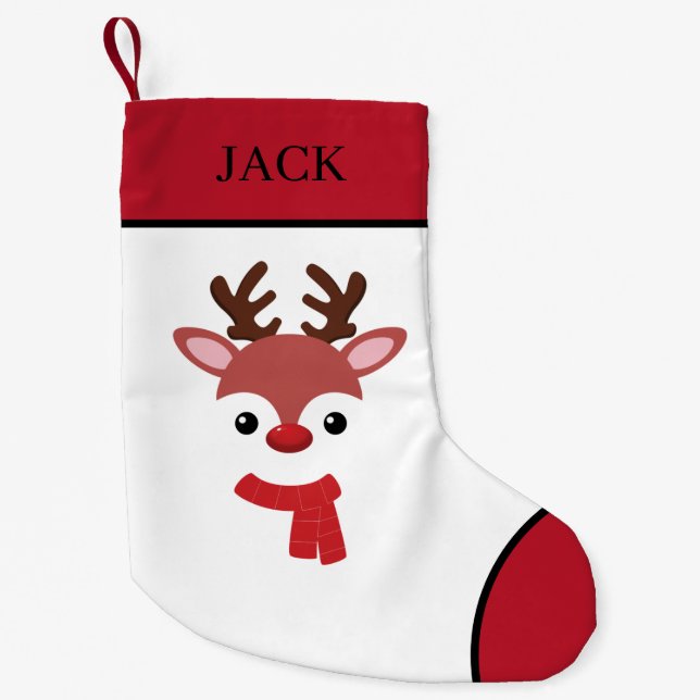 Weihnachts-Rentier-Gesicht Kleiner Weihnachtsfest  Kleiner Weihnachtsstrumpf (Vorderseite)