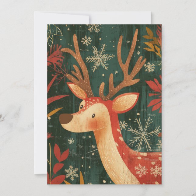 Weihnachts-Rentier-Grußkarte Einladung (Vorderseite)