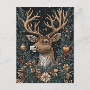 Weihnachts-Rentier-Grußkarte Postkarte
