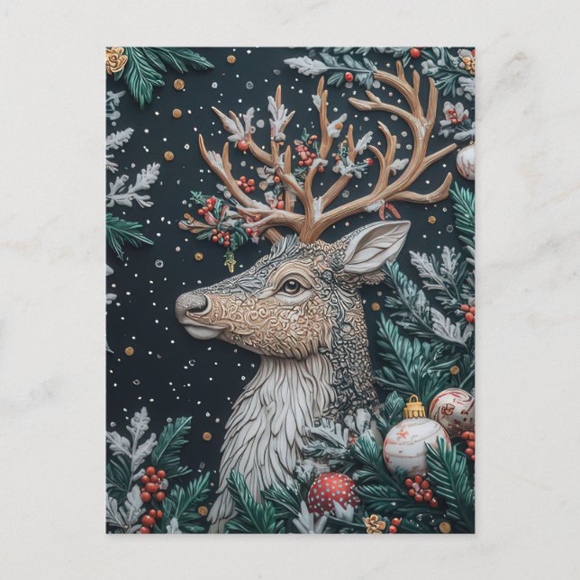 Weihnachts-Rentier-Grußkarte Postkarte (Vorderseite)