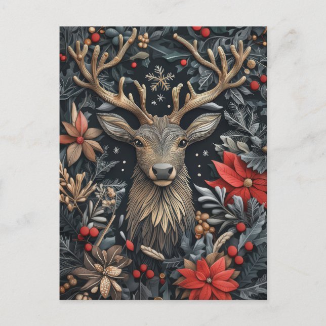 Weihnachts-Rentier-Grußkarte Postkarte (Vorderseite)