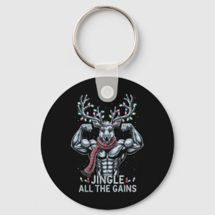 Weihnachts-Rentier-Gym-Workout-Jingle Schlüsselanhänger