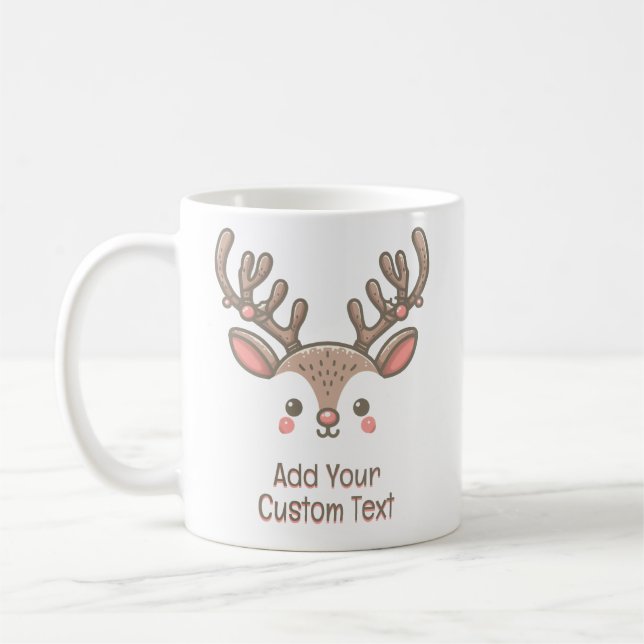 Weihnachts-Rentier-Horn-Gesicht - Benutzerdefinier Kaffeetasse (Links)