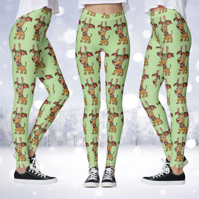 Weihnachts-Rentier-Hund Cartoon Leggings (Christmas Reindeer Dog Cartoon Leggings)