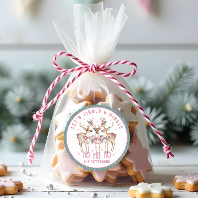 Weihnachts-Rentier Jingle & Mingle Personalisiert Runder Aufkleber (Von Creator hochgeladen)