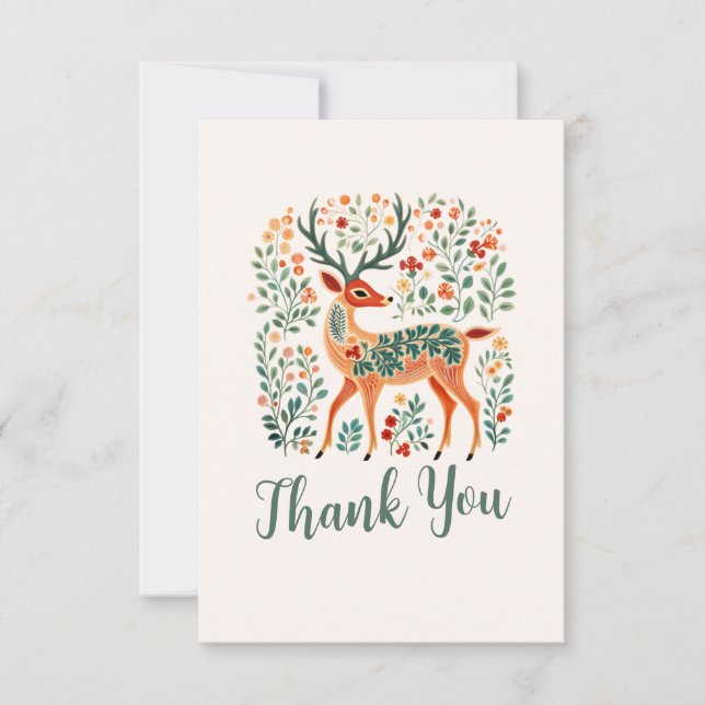 Weihnachts-Rentier-Kinderdusche 'Oh Deer' Dankeskarte (Vorderseite)