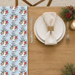 Weihnachts-Rentier-Kranz-Ornamente Großer Tischläufer