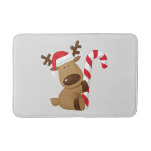 Weihnachts-Rentier mit Candy Cane Badematte