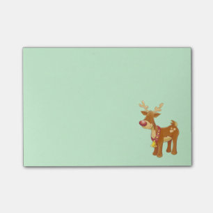 Weihnachts-Rentier mit einer roten Nase Post-it Klebezettel