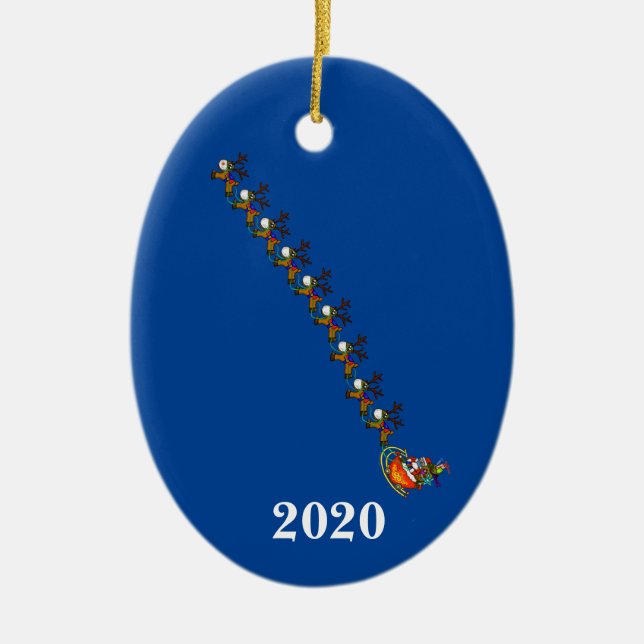 Weihnachts-Rentier mit Masken Xmas-Ornament Keramik Ornament (Vorne)