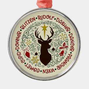 Weihnachts-Rentier-Namen Rudolf Ornament Aus Metall
