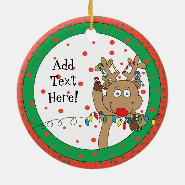 Weihnachts-Rentier-Ornament personalisieren Keramik Ornament (Hinten)