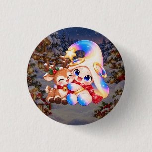 Weihnachts-Rentier-Pastell-Knopf Süßer Winter-Pi Button
