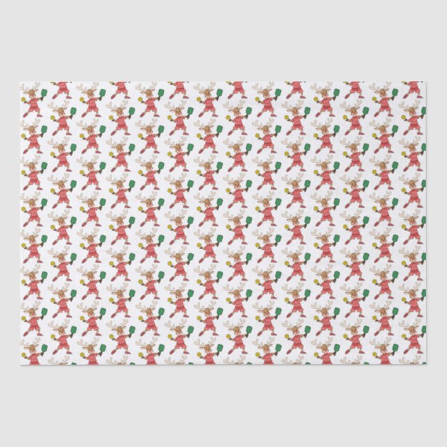 Weihnachts-Rentier Pickleball Seidenpapier (Vorderseite)