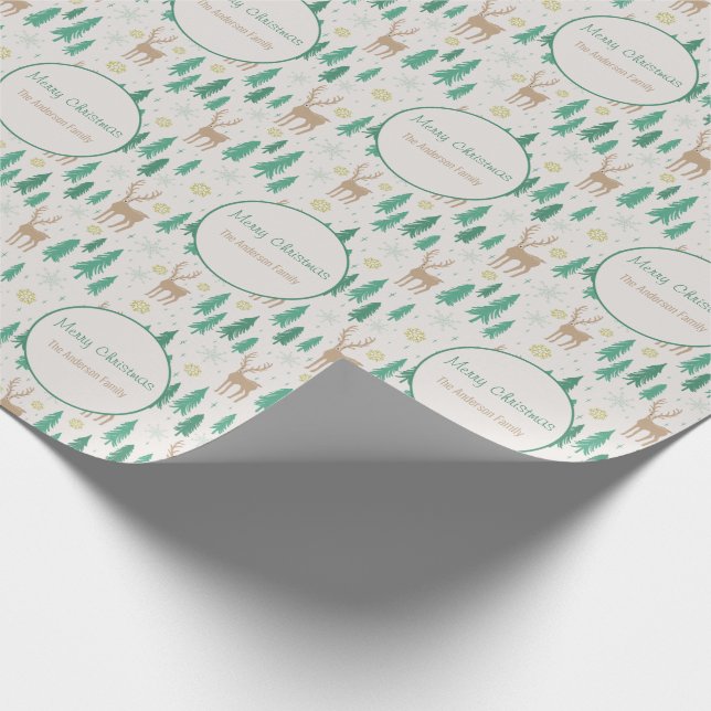 Weihnachts-Rentier-Pine Geschenkpapier (Ecke)