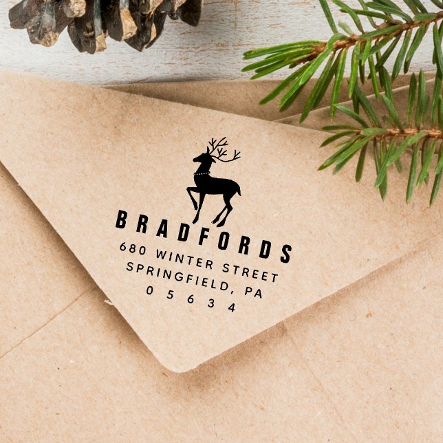 Weihnachts-Rentier-Rücksendeadresse Permastempel (Reindeer Return Address Self-inking Stamp)