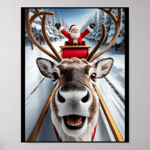 Weihnachts-Rentier-Selfie-Santa-Lustige-Familien-M Poster
