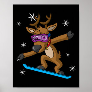 Weihnachts-Rentier Snowboarder Snowboarder Snowbo Poster