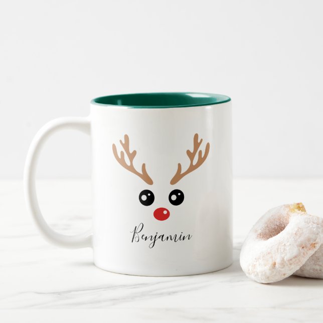 Weihnachts-Rentier-Tasse Zweifarbige Tasse (Mit Donut)